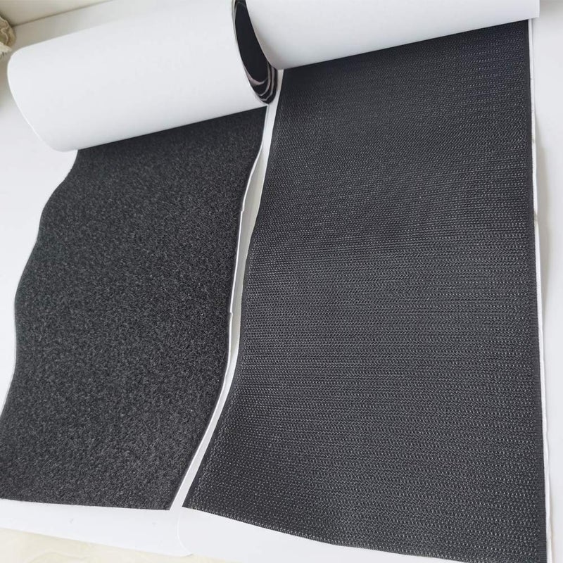 Ywhomal 6 inch Width Self Adhesive Hook and Loop Fastening Tape Heavy Duty Strips 1 Yard (Black, 6 inch x 1.1 Yard) - Image 2